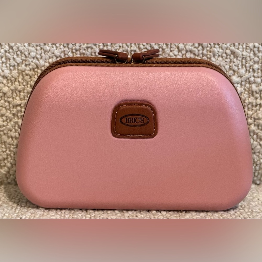 BRIC'S Travel Toiletry Hard Case - Pink with Brown Trim/Interior
